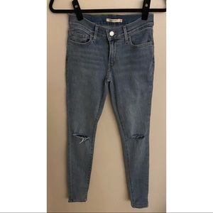 Levi’s 710 Super Skinny Light Wash Destroyed Jeans